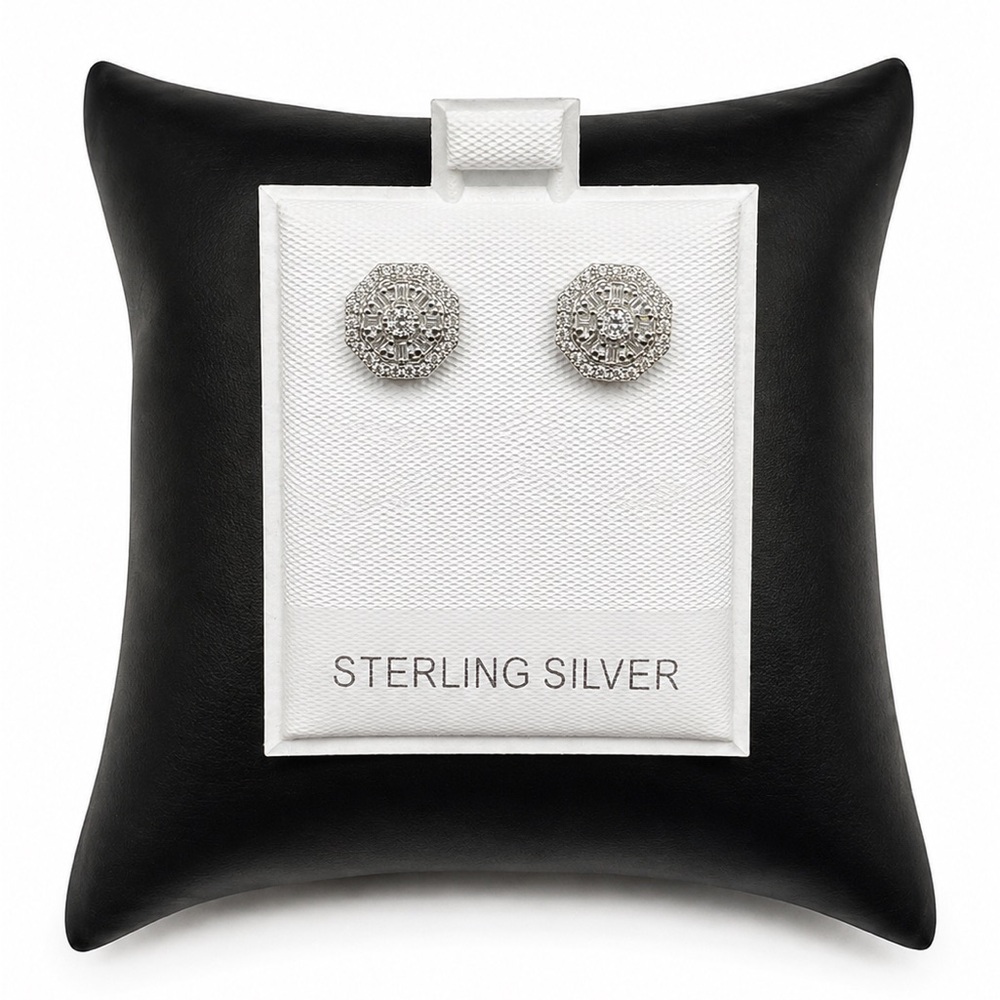 925 Sterling Silver 1.00CTW Halo Stud Earrings 1.00CTW MOISSANITE